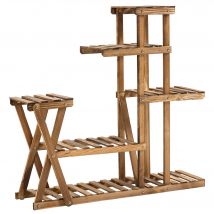 Outsunny Étagère à fleurs en bois - porte plante bois 6 tablettes bois sapin