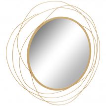 HOMCOM Miroir rond en métal filaire doré, décoration style moderne, diamètre Φ65 cm