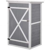 Outsunny Cabanon & Chalet & Abri de Jardin Gris en Bois de Sapin, Toit Bitumé, Porte Verrouillable, 2 Étagères - 75x56x115 cm   Aosom France