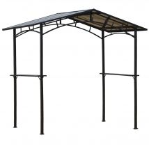 Outsunny Pavillon jardin abri barbecue steakhouse 2 étagères toit de barbecue dim. 2,46L x 1,49l x 2,30H m - alu. métal noir toit polycarbonate