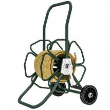 Outsunny Dévidoir de tuyau d'arrosage sur roues 30 m de tuyau de Ø 16mm dévidoir chariot enrouleur métal vert