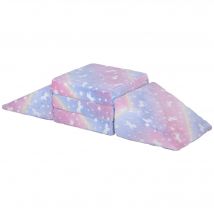 AIYAPLAY Spielsofa für Kinder 5tlg. Kindersofa aus Schaumstoff mit Liegefunktion, leuchtende Samtoptik für 2-3 Kinder in Rosa   Aosom.de