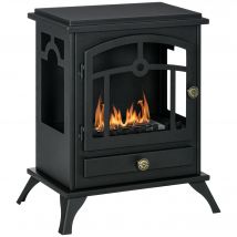 HOMCOM Cheminée bioéthanol sur Pied, brûleur 1,2 L, environ 3 h de durée de combustion Dim. 45L x 28l x 54H cm Acier Noir