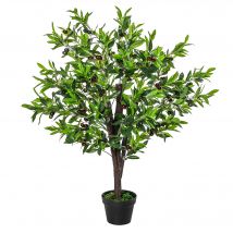 Outsunny Olivier artificiel arbre artificiel pour décoration de maison fruits grand réalisme hauteur 120 cm