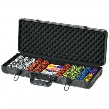 SPORTNOW Mallette de Poker Coffret de Poker Complet, avec 500 jetons 5 dés 2 Jeux de Cartes 3 boutons
