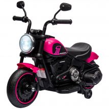HOMCOM Moto électrique pour enfants 3 km/h 6V avec phare LED 2 roues d'entraînement de 18 à 36 mois avec moteur puissant rose