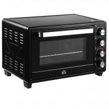 HOMCOM Four électrique 32 L 1600 W température réglable ramasse-miettes plateau de cuisson grille poignée d'extraction minuteur 60 min noir