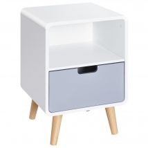 HOMCOM Nachttisch Nachtkommode Beistelltisch Nachtschrank mit Schublade Weiß Grau L40 x B38 x H58 cm   Aosom