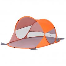 Outsunny Abri de plage tente de plage pliable pop-up automatique instantané protection UV fenêtre arrière orange
