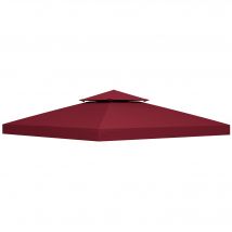 Outsunny Toile de toit de rechange pour pavillon tonnelle tente protection contre le soleil double toit 300 x 300 cm rouge niveux-AOSOM.fr