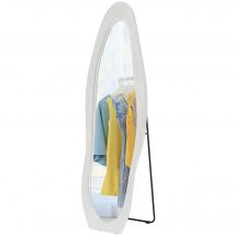 HOMCOM Ganzkörperspiegel 50 x 160 cm Standspiegel mit samtartiger Rahmenbezug, unregelmäßiger gewellter Wandspiegel für Schlafzimmer, Wohnzimmer, Weiß   Aosom