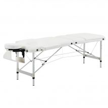 HOMCOM klappbare Massageliege höhenverstellbar mit Kopfkissen für Salon & Spa, Kunststoff & Alu, Weiß, 215 x 60 x 61-84 cm   Aosom.de