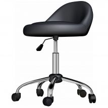 HOMCOM Rollhocker Höhenverstellbarer Drehhocker 63-83 cm mit Rädern, Kunstleder schwarz, ideal als Salonstuhl oder Arbeitshocker   Aosom.de