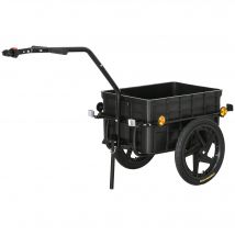 HOMCOM Remorque vélo remorque de transport pour vélo 144L x 59l x 80H cm barre d'attelage universelle acier noir gris
