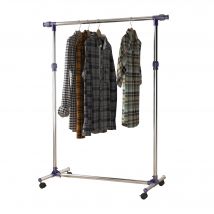 HOMCOM Portant Vêtements Tringle Réglable sur Roulettes Acier Inox 25 kg   Aosom France