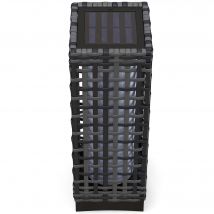 Outsunny Solarleuchte Rattan Solarlampe wasserdichte Wegleuchte mit Lichtsensor automatische LED Gartenlampe Außenleuchte für Balkon Stahl Grau   Aosom.de