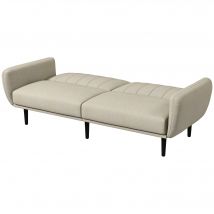 HOMCOM Canapé-lit convertible 3 places dossier inclinable 3 positions pieds bois tissu aspect lin beige
