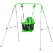 Outsunny Babyschaukel Kleinkinderschaukel Gartenschaukel mit Sicherheitsbügel & Anschnallgurt für 6-36 Monate 122 x 146 x 122 cm in Grün   Aosom.de