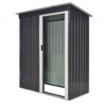 Outsunny Abri & Cabane de Jardin en Métal Tôle d'Acier, Remise pour Outils avec Porte Verrouillable - 163x89x182 cm, Noir et Blanc   Aosom France