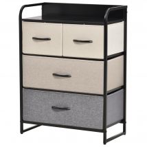 Outsunny Chiffonnier Élégant 4 Tiroirs Multicolore Noir Gris Écru Beige   Aosom France