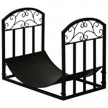 Outsunny Porte-bûches range rack à bûches support étagère à bois de cheminée charge max. 60 kg dim. 60,5L x 36l x 46,5H cm métal époxy noir