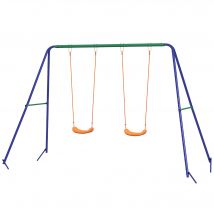 Outsunny Balançoire Double Siège Métal Robuste Jardin Extérieur Multicolore Charge 90kg   Aosom France