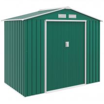 Outsunny Cabane de jardin Métal en Acier - Ranger Vélos et Outils Jardinages avec Double Porte Coulissant et 4 Fenêtres, Vert foncé   Aosom France
