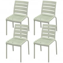 Outsunny Ensemble de 4 Chaises de Jardin Empilables en Lattes Vertes pour Bistro   Aosom France