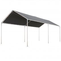 Outsunny Carport auvent pour voiture 6 x 3 m acier galvanisé robuste toit PE haute densité gris
