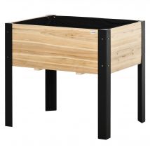 Outsunny Jardinière sur pieds carré potager surélevé extérieur de jardin inclus pieds métal bois massif sapin dim. 80L x 60l x 74H cm naturel