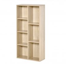 HOMCOM Meuble de rangement Bibliothèque étagère 7 cubes pour intérieur, salon, chambre - 50l x 24P x 106H cm, bois naturel
