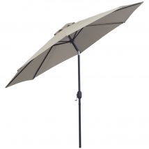 Outsunny Parasol en métal rond polyester 180g/m² manivelle inclinable Ø 3 x 2,45 m gris clair