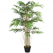 Outsunny Bambou Artificiel XXL 1,15H m arbre artificiel 730 Feuilles denses réalistes Pot Inclus Noir Vert