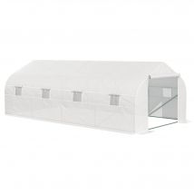 Outsunny serre de jardin tunnel en acier galvanisé bâche PE haute densité résistant aux UV aux rouilles et aux corrosions protection excellente vert