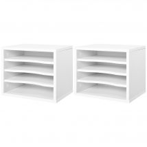 Vinsetto Lot de 2 organiseurs bureau bois blanc avec couches fournitures support d'imprimante dim. 35,5L x 25l x 28,6H cm