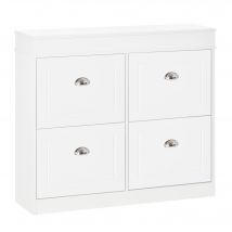 HOMCOM Armoire étagères à Chaussures Rangement organisateur de rangement pour étagère à chaussures 32 paires anti-basculement MDF blanche