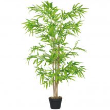 Outsunny Bambous artificiels 1,20H m réalistes par Bambou avec Vrais Troncs - Pot Inclus Noir Vert