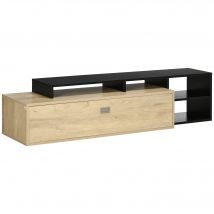 HOMCOM Meuble TV banc TV meuble télé jusqu'à 65 pouces avec étagère amovible style contemporain porte basculante pour salon chambre   Aosom France