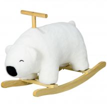 HOMCOM Ours à bascule animal à bascule pour enfant jeux jouet à bascule avec sons pour 3 - 6 ans socle en bois blanc