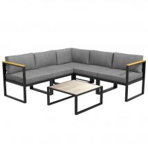 Outsunny Ensemble Salon de Jardin d'angle extérieur Design Contemporain 6 pièces pour 5 personnes - en aluminium, grand confort