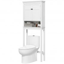 HOMCOM Meuble WC dessus de toilette meuble machine à laver meuble salle de bain placard 2 portes étagères réglables blanc