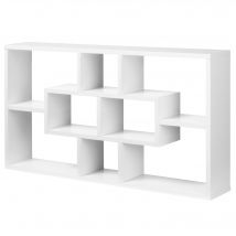 HOMCOM Étagère murale bibliothèque 8 cubes, meuble de rangement, design moderne, 85 x 14,5 x 47,5 cm, blanc
