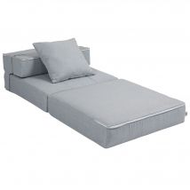 HOMCOM Fauteuil relax avec fonction lit, incl. 1 coussin, 70 cm x 70 cm x 61 cm, Gris clair
