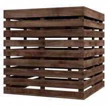 Outsunny Coffre de rangement extérieure 2 en 1 pour base de parasol, table d'appoint de terrasse avec trou pour parasol en bois