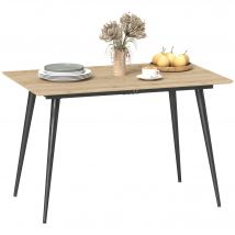 HOMCOM Table à manger pliante table extensible 120-160 cm jusqu'à 6 à 8 personnes avec pieds en acier, naturel