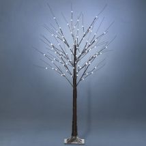 HOMCOM Arbre lumineux LED - décoration lumineuse blanc chaud - 96 LEDs - usage intérieur - 150 cm - décoration de noël chambre maison marron