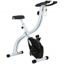 SPORTNOW Vélo d'appartement pliant, vélo de fitness, 8 niveaux de résistance magnétique, selle réglable, écran LCD, acier blanc