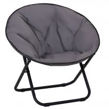 Outsunny Loveuse fauteuil rond de jardin fauteuil lune papasan pliable grand confort 80L x 80l x 75H cm grand coussin fourni oxford gris aosom france