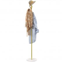 HOMCOM Portemanteau 8 patères, base ronde en marbre, Ø 32 x 164H cm, meuble d'entrée pour vêtements, chapeaux, entrée, doré