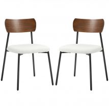 HOMCOM Lot de 2 chaises de salle à manger avec assise effet bouclette, dossier courbé effet bois, intérieur, crème